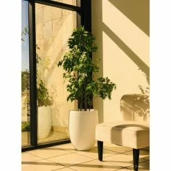 KANTE 21.7 in. H Round Pure White Concrete Indoor Outdoor Modern Tall Planter -VIGORO Sales pure white kante plant pots osc0066a c80011 76 1000