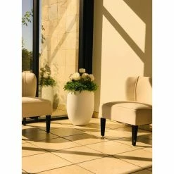 KANTE 21.7 in. H Round Pure White Concrete Indoor Outdoor Modern Tall Planter -VIGORO Sales pure white kante plant pots osc0066a c80011 fa 1000