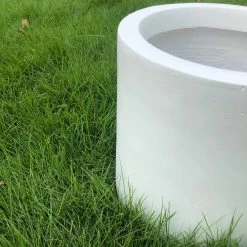 KANTE 9.8 in. W Round Pure White Concrete/Fiberglass Indoor Outdoor Modern Seamless Planter -VIGORO Sales pure white kante plant pots osc0119a c80011 1f 1000