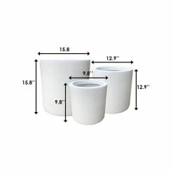 KANTE 15.8 in. x 12.9 in. & 9.8 in. W Round Pure White Concrete/Fiberglass Indoor Outdoor Modern Seamless Planters (Set of 3) 9 KANTE 15.8 in. x 12.9 in. & 9.8 in. W Round Pure White Concrete/Fiberglass Indoor Outdoor Modern Seamless Planters (Set of 3) -VIGORO Sales pure white kante plant pots osc0119abc c80011 1f 1000