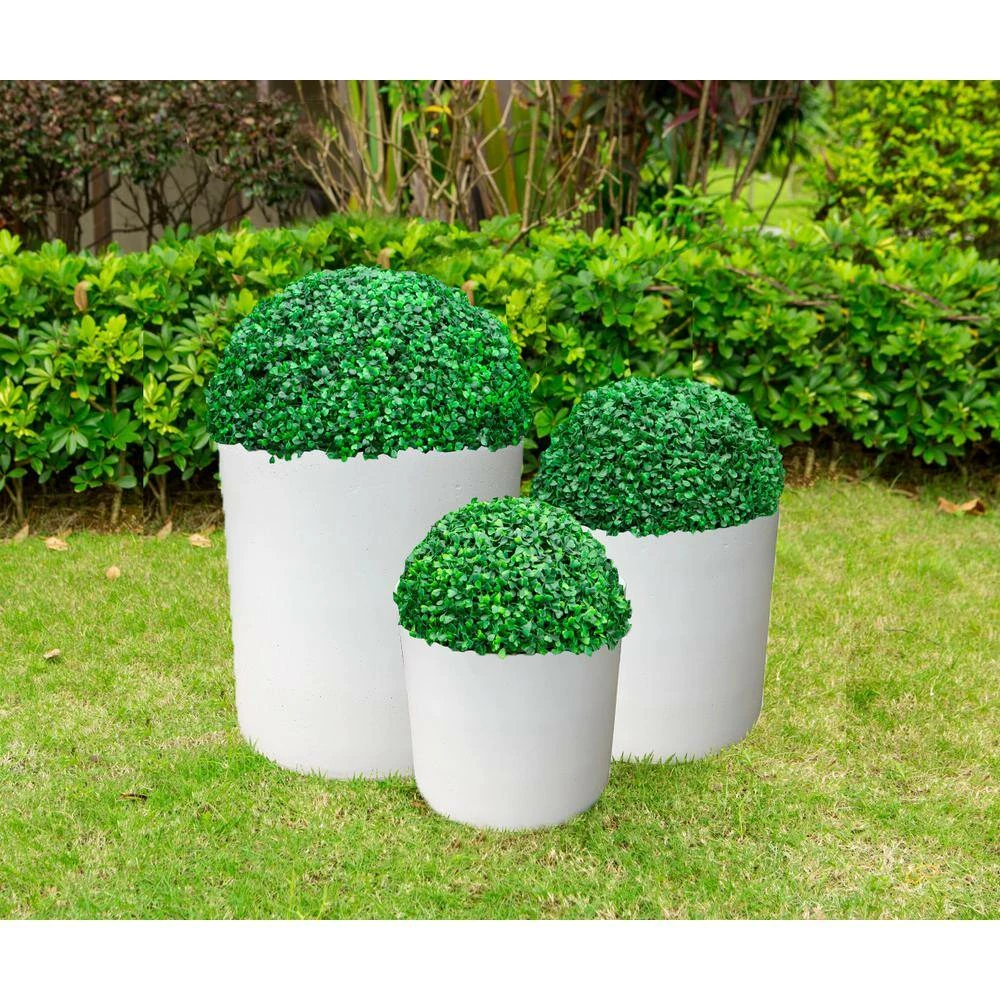 KANTE 15.8 in. x 12.9 in. & 9.8 in. W Round Pure White Concrete/Fiberglass Indoor Outdoor Modern Seamless Planters (Set of 3) 4 KANTE 15.8 in. x 12.9 in. & 9.8 in. W Round Pure White Concrete/Fiberglass Indoor Outdoor Modern Seamless Planters (Set of 3) - Image 2