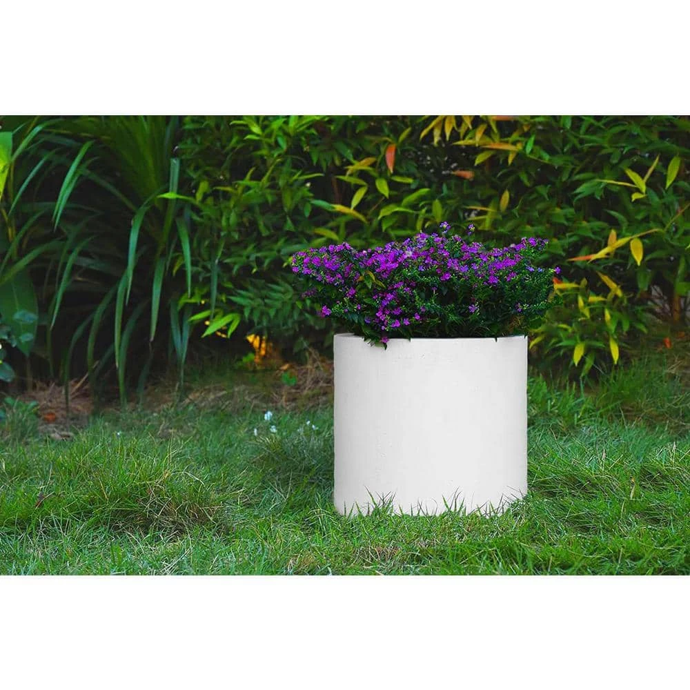 KANTE 15.8 in. W Round Pure White Concrete/Fiberglass Indoor Outdoor Modern Seamless Planter 4 KANTE 15.8 in. W Round Pure White Concrete/Fiberglass Indoor Outdoor Modern Seamless Planter - Image 2