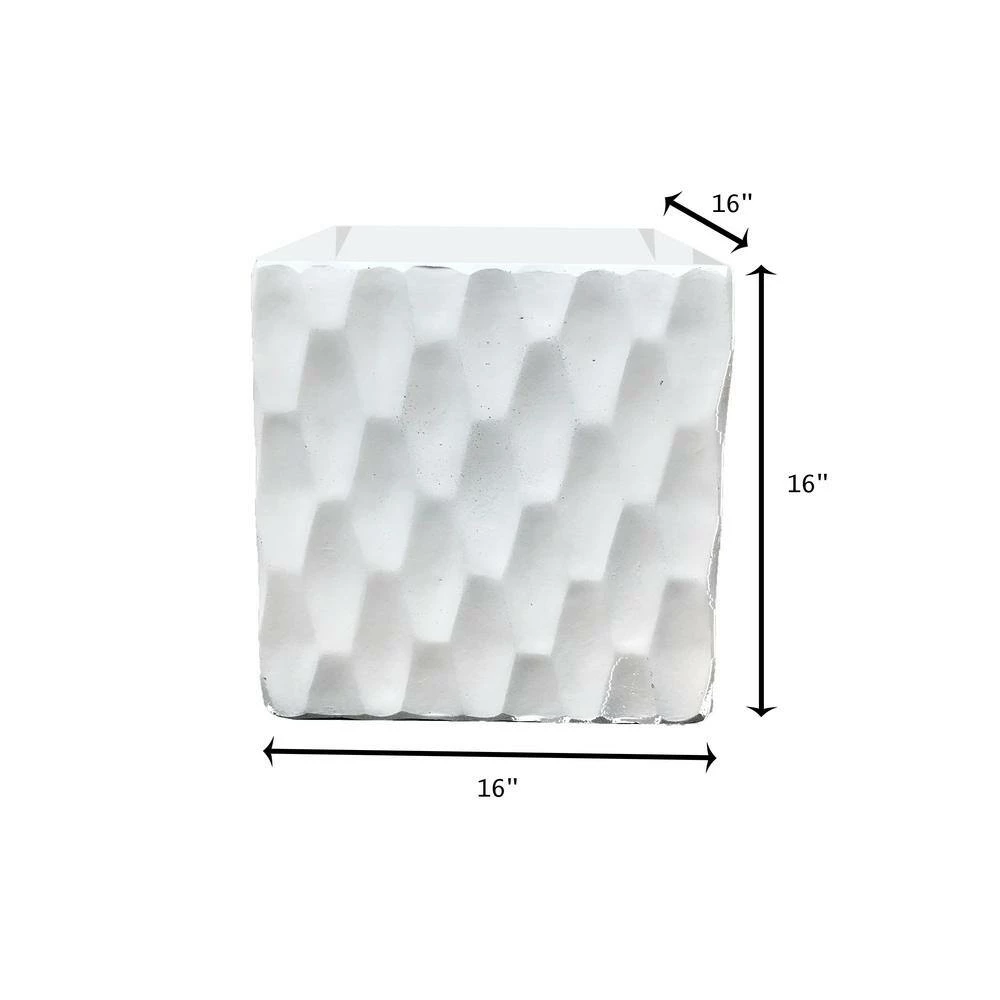 KANTE 16 in. W Square Pure White Concrete/Fiberglass Indoor Outdoor Elegant Retro Planter 9 KANTE 16 in. W Square Pure White Concrete/Fiberglass Indoor Outdoor Elegant Retro Planter - Image 7
