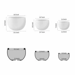 KANTE 20 in., 16 in. and 12 in. W Pure White Concrete Round Elegant Planters (Set of 3), Outdoor Indoor Modern Planter Pots -VIGORO Sales pure white kante plant pots rc0049abc c80011 1f 1000