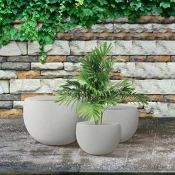 KANTE 20 in., 16 in. and 12 in. W Pure White Concrete Round Elegant Planters (Set of 3), Outdoor Indoor Modern Planter Pots -VIGORO Sales pure white kante plant pots rc0049abc c80011 fa 1000