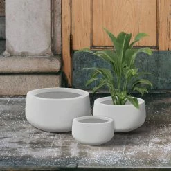KANTE 19.6 in., 15.7 in. & 11.8 in. W Round Pure White Concrete Elegant Planters Set of 3, Outdoor Indoor w/Drainage Holes 15 KANTE 19.6 in., 15.7 in. & 11.8 in. W Round Pure White Concrete Elegant Planters Set of 3, Outdoor Indoor w/Drainage Holes -VIGORO Sales pure white kante plant pots rc0051abc c80011 44 1000