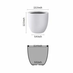 KANTE 13.39 in. x 12.6 in. Round Pure White Lightweight Concrete and Fiberglass Indoor Outdoor Planter with Drainage Hole 11 KANTE 13.39 in. x 12.6 in. Round Pure White Lightweight Concrete and Fiberglass Indoor Outdoor Planter with Drainage Hole -VIGORO Sales pure white kante plant pots rc0152b c80011 4f 1000