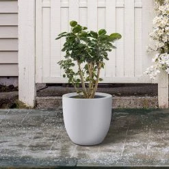 KANTE 13.39 in. x 12.6 in. Round Pure White Lightweight Concrete and Fiberglass Indoor Outdoor Planter with Drainage Hole 15 KANTE 13.39 in. x 12.6 in. Round Pure White Lightweight Concrete and Fiberglass Indoor Outdoor Planter with Drainage Hole -VIGORO Sales pure white kante plant pots rc0152b c80011 76 1000