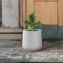 KANTE 17.3 in. H Round Pure White Concrete Planter, Outdoor Indoor Large Planter Pots Containers with Drainage Holes -VIGORO Sales pure white kante plant pots rf2015022b c80011 44 1000