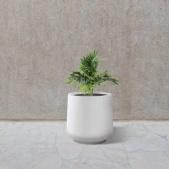 KANTE 17.3 in. H Round Pure White Concrete Planter, Outdoor Indoor Large Planter Pots Containers with Drainage Holes -VIGORO Sales pure white kante plant pots rf2015022b c80011 76 1000