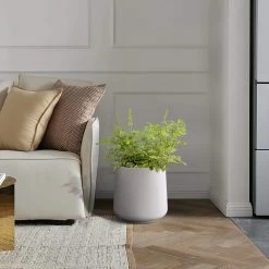 KANTE 13.4 in. H Pure White Tuliped Round Concrete Planter, Outdoor Indoor Large Planter Pots, Containers with Drainage Holes -VIGORO Sales pure white kante plant pots rf2015022c c80011 1f 1000