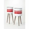 SULLIVANS Red & White Reindeer Metal and Wood Planter Stand (Set of 2) -VIGORO Sales red sullivans plant pots met1741 64 1000