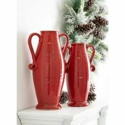 SULLIVANS Red Ceramic Handled Urn (Set of 2) -VIGORO Sales red sullivans urn planters cm2955 4f 1000