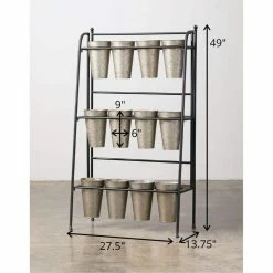 SULLIVANS Metal 12 Vase Floral Display 9 SULLIVANS Metal 12 Vase Floral Display -VIGORO Sales silver sullivans plant pots met1474 1f 1000