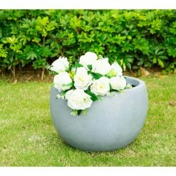 KANTE 12 in. W Round Slate Gray Concrete/Fiberglass Indoor Outdoor Modern Seamless Bowl Planter -VIGORO Sales slate gray kante plant pots osc0049a c60611 44 1000