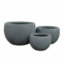 KANTE 20 in., 16 in. and 12 in. W Round Slate Gray Concrete/Fiberglass Indoor Outdoor Elegant Bowl Planters (Set of 3) -VIGORO Sales slate gray kante plant pots osc0049abc c60611 c3 1000