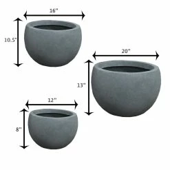 KANTE 20 in., 16 in. and 12 in. W Round Slate Gray Concrete/Fiberglass Indoor Outdoor Elegant Bowl Planters (Set of 3) -VIGORO Sales slate gray kante plant pots osc0049abc c60611 d4 1000