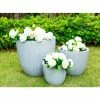 KANTE 18", 14" and 10"W Round Slate Gray Lightweight Concrete/Fiberglass Indoor Outdoor Elegant Seamless Planters (Set of 3)