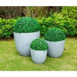 KANTE 18", 14" and 10"W Round Slate Gray Lightweight Concrete/Fiberglass Indoor Outdoor Elegant Seamless Planters (Set of 3) -VIGORO Sales slate gray kante plant pots osc0050abc c60611 fa 1000