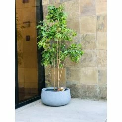 KANTE 20 in. W Round Slate Gray Lightweight Concrete/Fiberglass Indoor Outdoor Elegant Bowl Planter -VIGORO Sales slate gray kante plant pots osc0051c c60611 66 1000