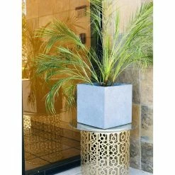 KANTE 10 in. W Square Slate Gray Lightweight Concrete/Fiberglass Indoor Outdoor Modern Elegant Planter -VIGORO Sales slate gray kante plant pots osf0001a c60611 44 1000