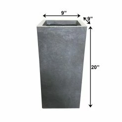 KANTE 20 in. H Square Slate Gray Lightweight Concrete/Fiberglass Indoor Outdoor Elegant Tall Planter -VIGORO Sales slate gray kante plant pots osf0002a c60611 fa 1000