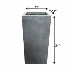 KANTE 24 in. H Square Slate Gray Concrete/Fiberglass Indoor Outdoor Elegant Tall Planter -VIGORO Sales slate gray kante plant pots osf0002b c60611 fa 1000