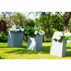 KANTE 19 in. x 16 in. and 13 in. H Square Slate Gray Concrete/Fiberglass Indoor Outdoor Elegant Planters (Set of 3) -VIGORO Sales slate gray kante plant pots osf0007abc c60611 fa 1000