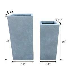 KANTE 19 in. and 16 in. H Square Slate Gray Concrete/Fiberglass Indoor Outdoor Modern Seamless Planters -VIGORO Sales slate gray kante plant pots osf0007bc c60611 1f 1000