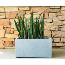 KANTE 23 in. L Rectangular Slate Gray Concrete/Fiberglass Indoor Outdoor Modern Planter -VIGORO Sales slate gray kante plant pots osf0104a c60611 4f 1000