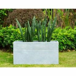KANTE 31.5 in. L Rectangular Slate Gray Concrete/Fiberglass Indoor Outdoor Modern Elegant Planter -VIGORO Sales slate gray kante plant pots osf0131b c60611 44 1000