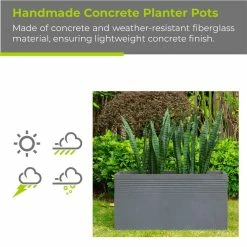 KANTE 31.5 in. L Slate Gray Lightweight Concrete Modern Rectangle Outdoor Planter -VIGORO Sales slate gray kante plant pots rf0131b c60611 c3 1000