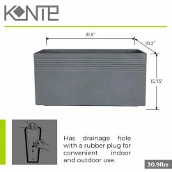 KANTE 31.5 in. L Slate Gray Lightweight Concrete Modern Rectangle Outdoor Planter -VIGORO Sales slate gray kante plant pots rf0131b c60611 fa 1000