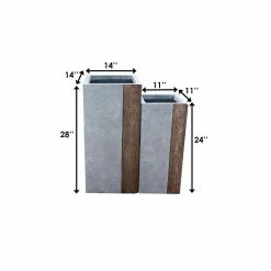 KANTE 28 in and 24 in. H Square Timber Ridge Concrete/Fiberglass Indoor Outdoor Elegant Tall Planters (Set of 2) -VIGORO Sales timber ridge kante plant pots osf0218bc c80811 fa 1000