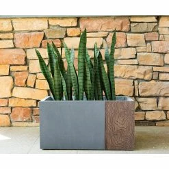 KANTE 31 in. L Rectangular Timber Ridge Concrete/Fiberglass Indoor Outdoor Elegant Long Planter -VIGORO Sales timber ridge kante plant pots osf0219b c80811 1f 1000