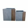 KANTE 16 in. and 12 in. Tall Timber Ridge Lightweight Concrete Modern Square Outdoor Planter Set -VIGORO Sales timber ridge kante plant pots rf0217bc c80811 64 1000