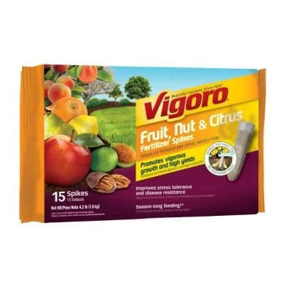 Vigoro 4.2 lb. All Season Fruit, Nut and Citrus Fertilizer Spikes (16-4-8) (15-Count) 3 Vigoro 4.2 lb. All Season Fruit, Nut and Citrus Fertilizer Spikes (16-4-8) (15-Count)