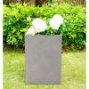 KANTE 19 in. H Square Weathered Concrete/Fiberglass Indoor Outdoor Modern Seamless Planter