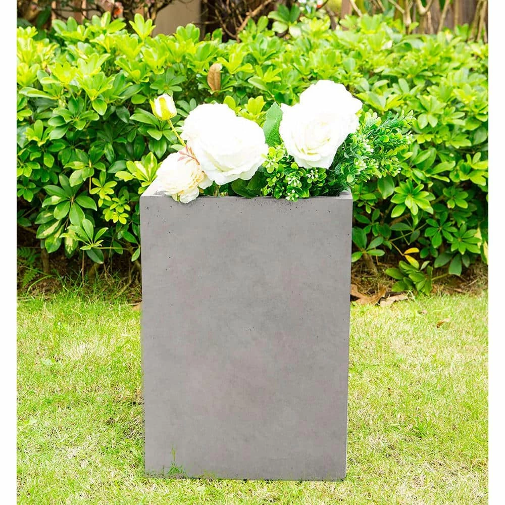 KANTE 19 in. H Square Weathered Concrete/Fiberglass Indoor Outdoor Modern Seamless Planter 3 KANTE 19 in. H Square Weathered Concrete/Fiberglass Indoor Outdoor Modern Seamless Planter