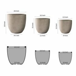 KANTE 20", 16.5" & 13.3"W Round Weathered Finish Concrete Planters Set of 3, Outdoor Indoor w/Drainage Hole & Rubber Plug -VIGORO Sales weathered concrete kante plant pots rc0152bcd c80021 2 c3 1000