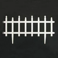 Vigoro 12 in. H White Classic Picket Style Plastic Garden Fence -VIGORO Sales white plastic resin vigoro garden fencing 51502 4f 1000