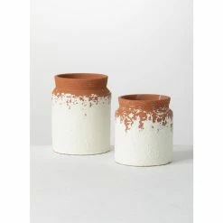 SULLIVANS White Ceramic Speckled Container (Set of 2) -VIGORO Sales white sullivans plant pots cm2936 1f 1000