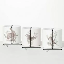 SULLIVANS Spring Print Decorative Pots - Set of 3 -VIGORO Sales white sullivans plant pots cmt1199 44 1000