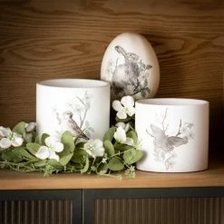 SULLIVANS Spring Print Decorative Pots - Set of 3 -VIGORO Sales white sullivans plant pots cmt1199 4f 1000