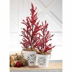 SULLIVANS White Joy Snowflake Metal Bucket (Set of 2) 7 SULLIVANS White Joy Snowflake Metal Bucket (Set of 2) -VIGORO Sales white sullivans plant pots met1751 4f 1000