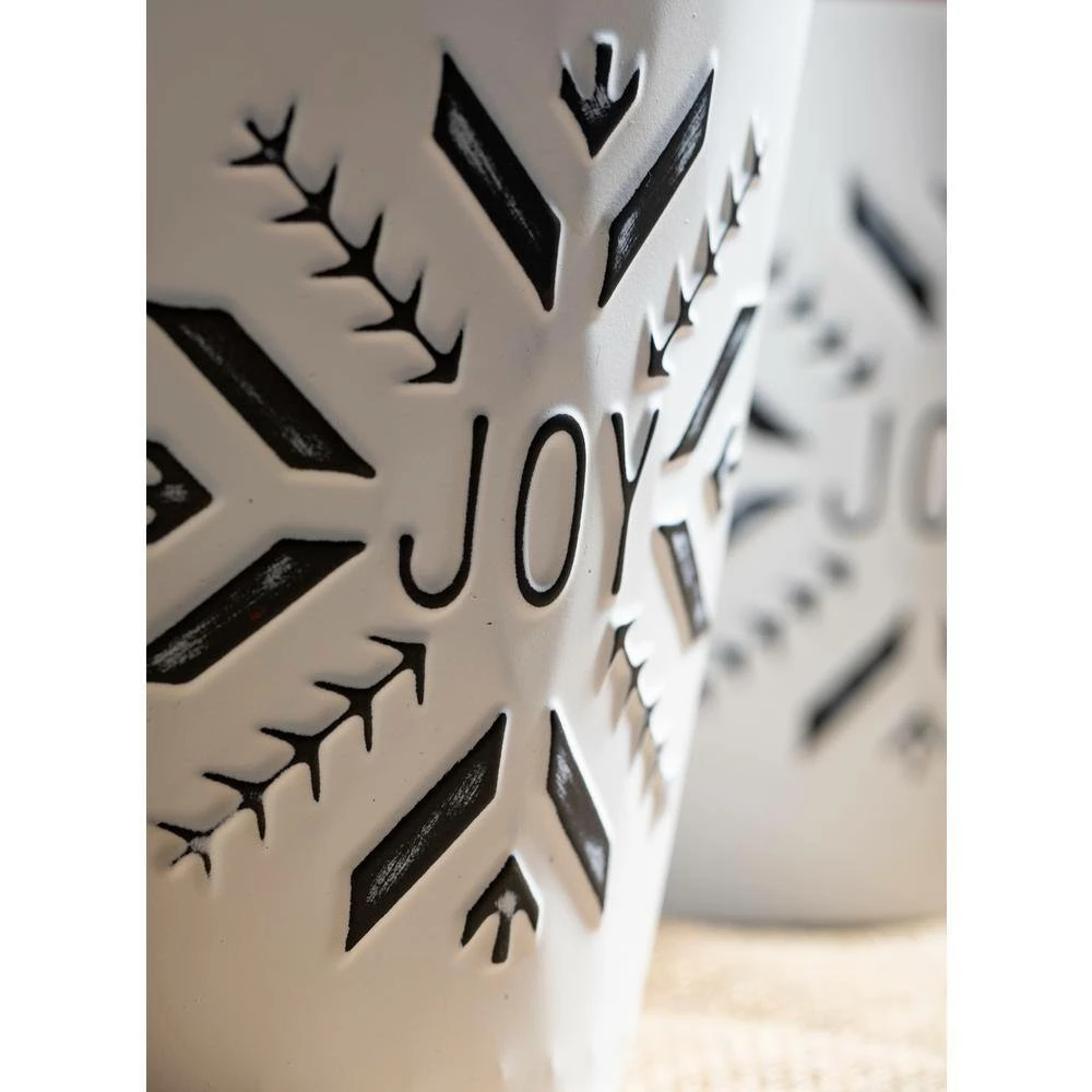 SULLIVANS White Joy Snowflake Metal Bucket (Set of 2) 4 SULLIVANS White Joy Snowflake Metal Bucket (Set of 2) - Image 2