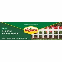 Vigoro 36 in. Wood Picket Garden Fence -VIGORO Sales white vigoro garden fencing rc 74w 1f 1000