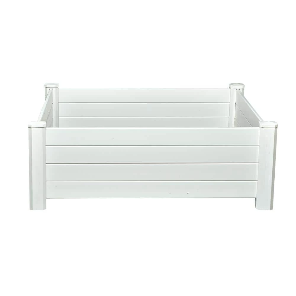 Vigoro 4 ft. x 4 ft. x 15 in. White Vinyl Raised Garden Bed 8 Vigoro 4 ft. x 4 ft. x 15 in. White Vinyl Raised Garden Bed - Image 6